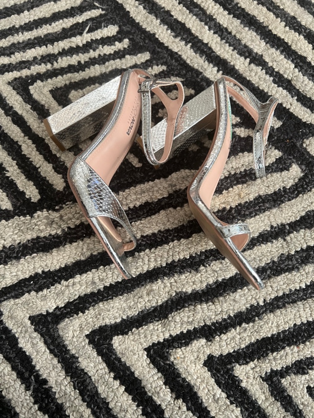 Fashion Nova Metallic Silver Block Heel Sandals - Picture 4 of 4
